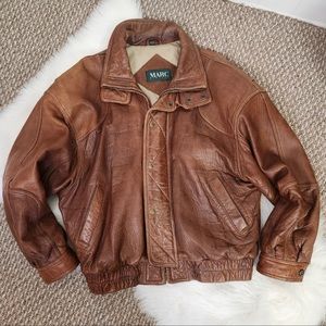 Vintage Oversized Brown Leather Jacket 90s 1990s Motorcycle Moto Mens Slouchy
